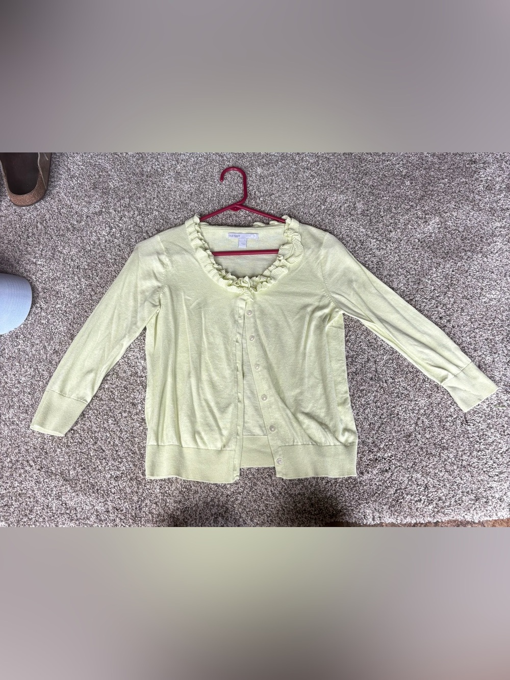 Old Navy Key-Lime Green Ruffle-Trim Cardigan